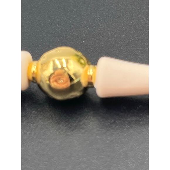 Gresham Florence Off White Silicone Water Resistant Hammered Gold Ball Bracelet - Picture 8 of 11